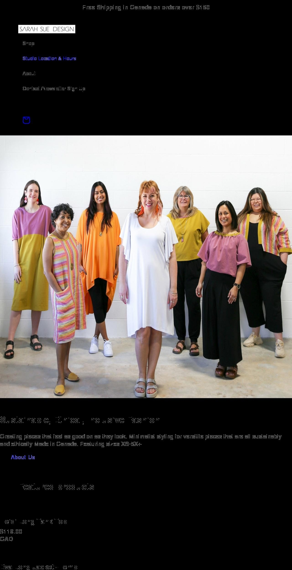 sarahsuedesign.com — Shopify storefront screenshot