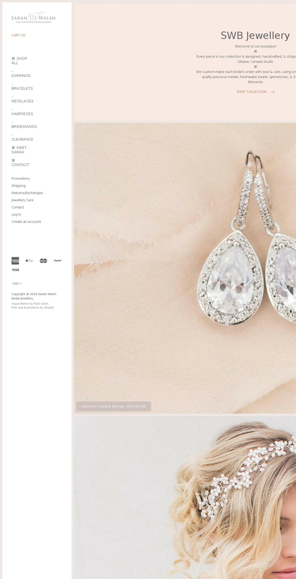 Vogue Shopify theme site example sarahwalshbridal.ca
