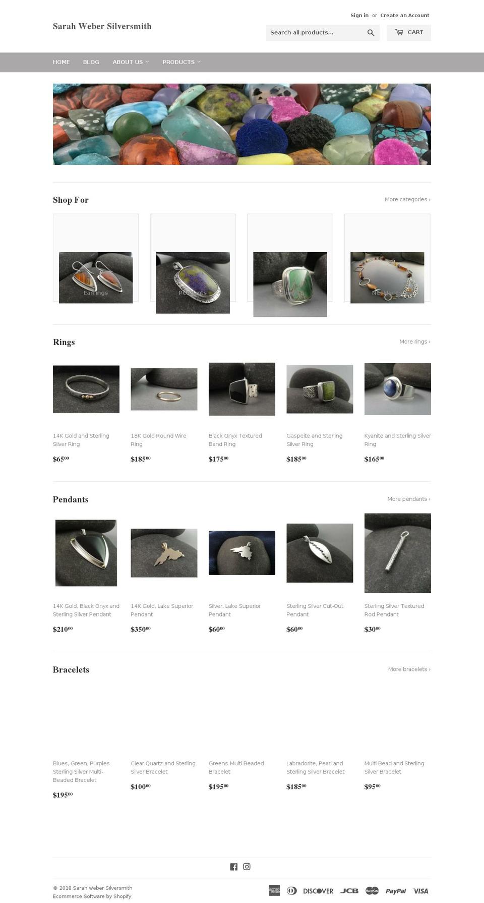 sarahwebersilversmith.com shopify website screenshot
