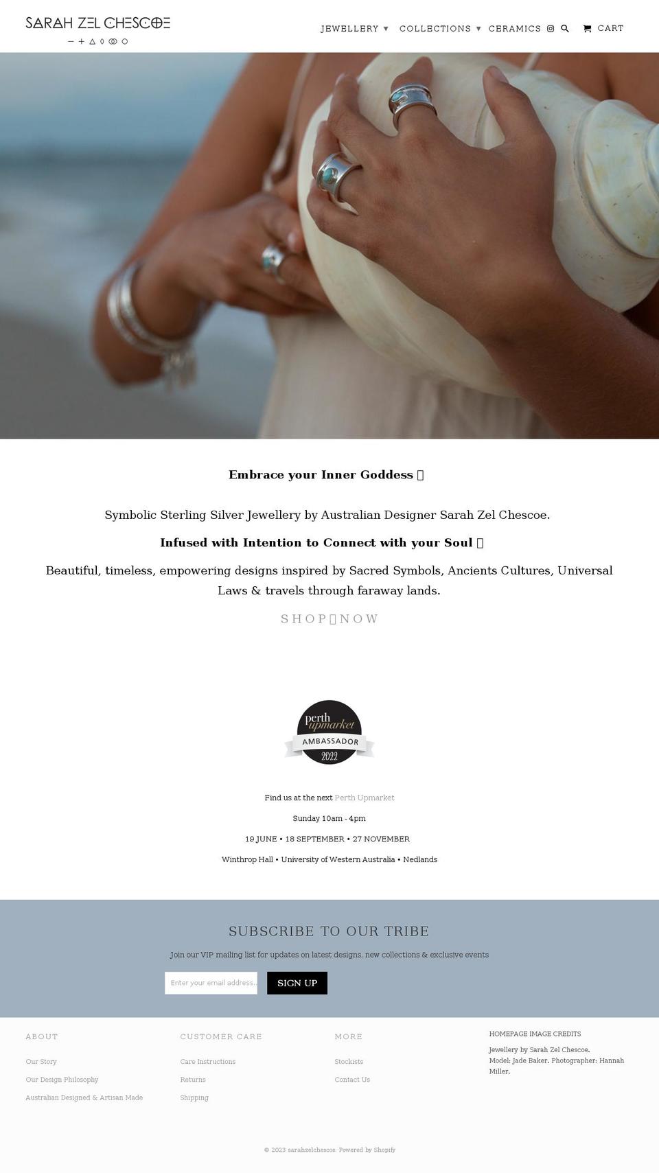sarahzelchescoe.com.au shopify website screenshot