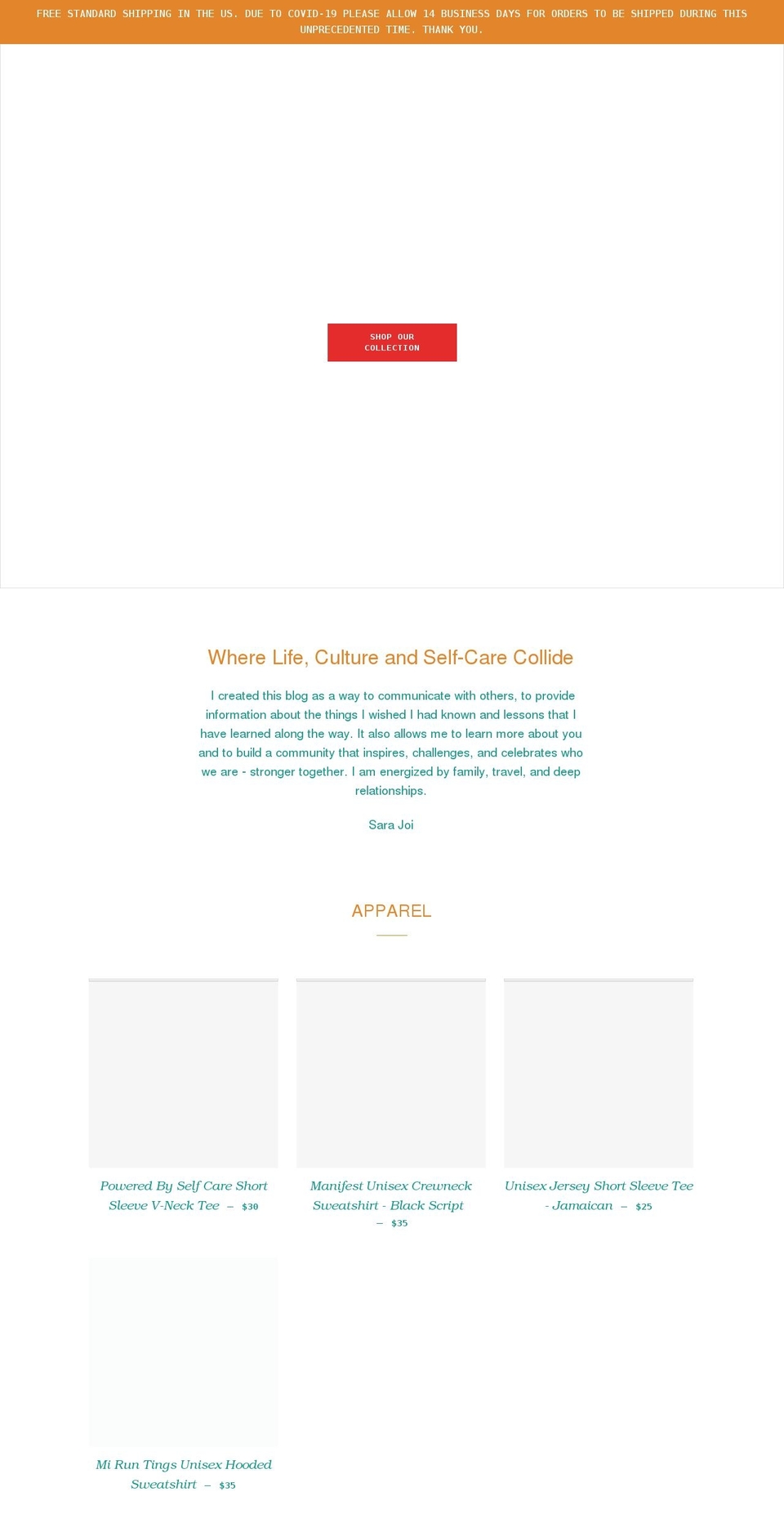 sarajoi.com shopify website screenshot