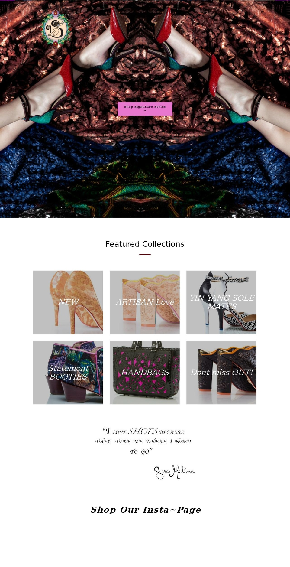 saramelissa.com shopify website screenshot