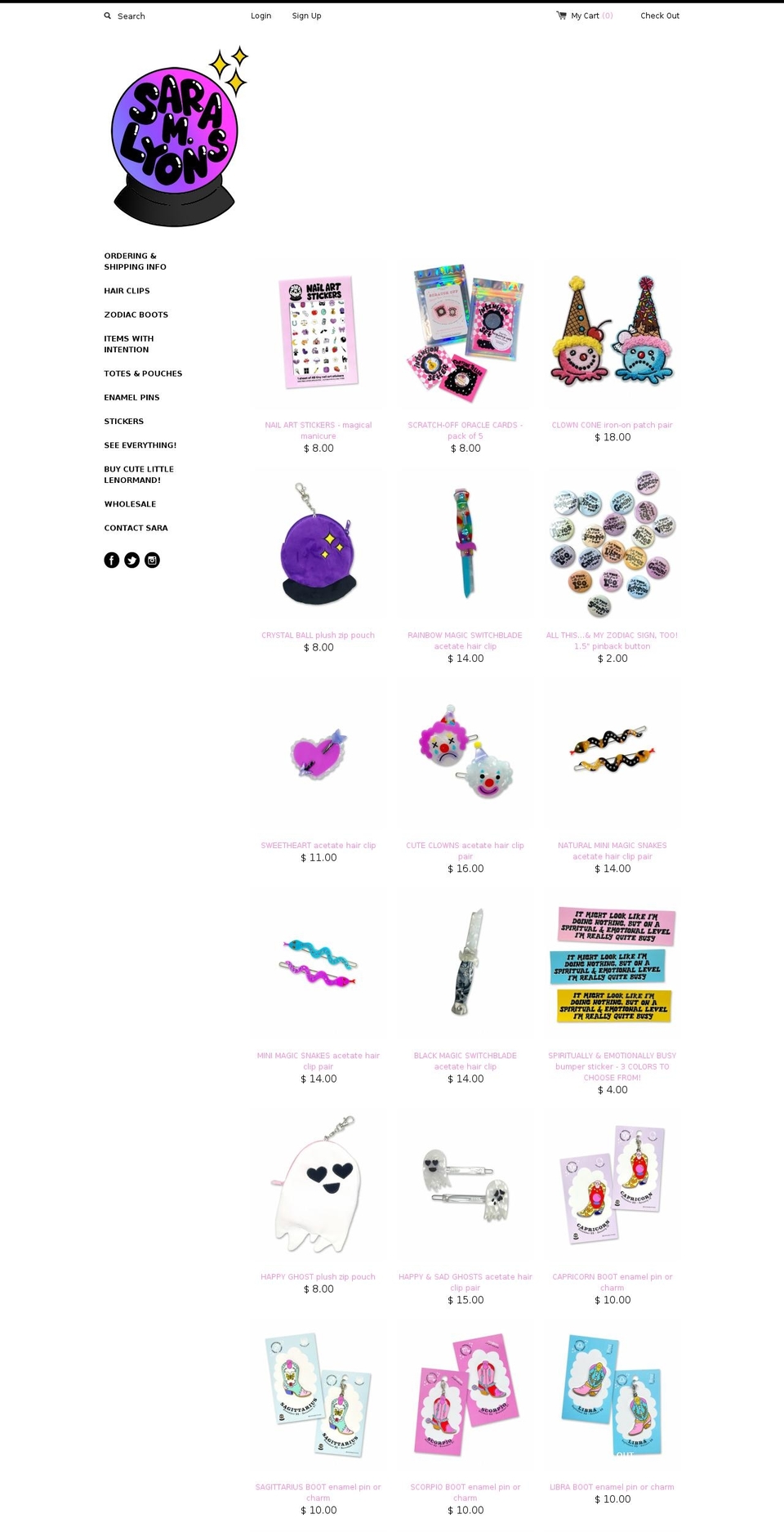 saramlyons.myshopify.com shopify website screenshot
