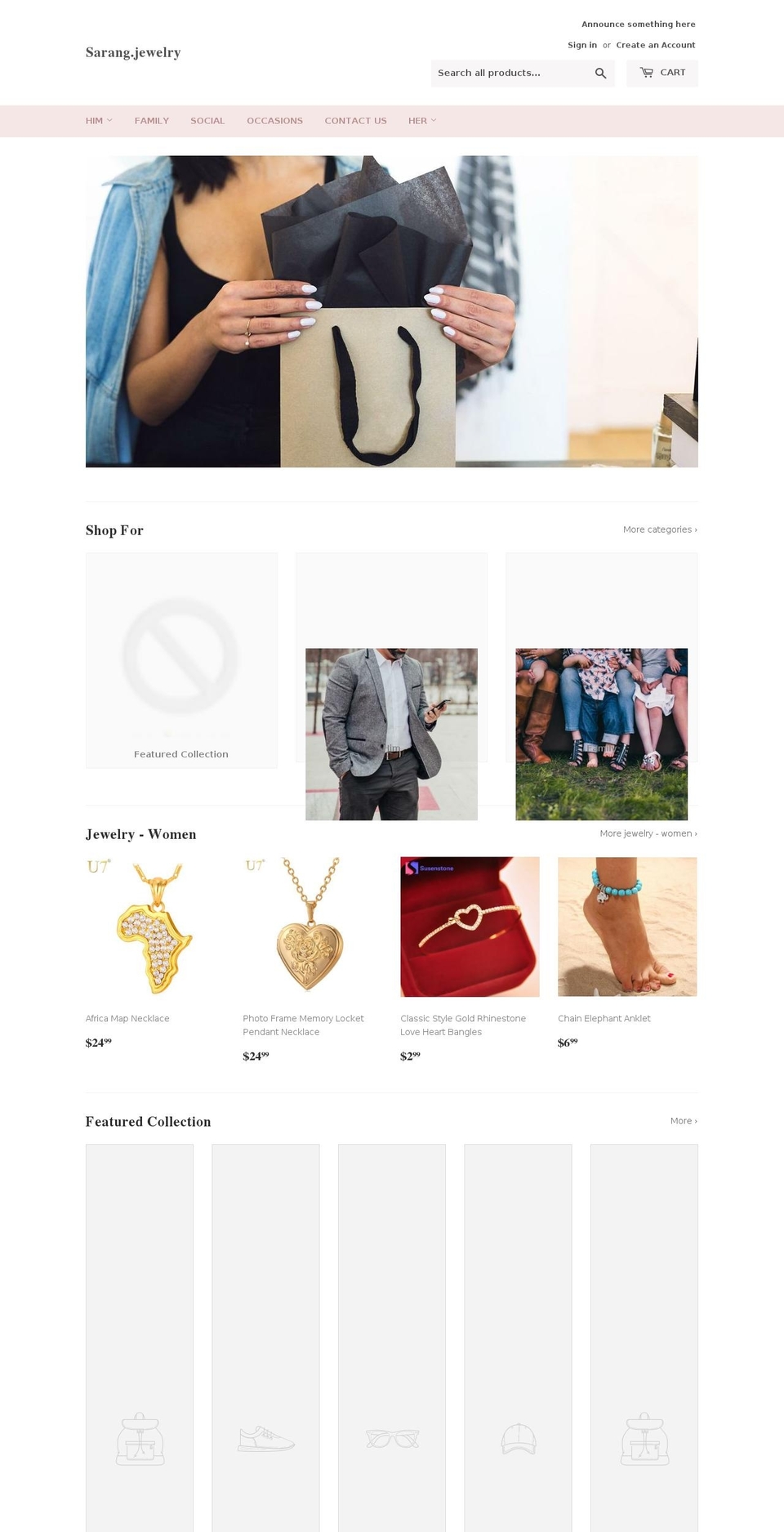 sarang.jewelry shopify website screenshot