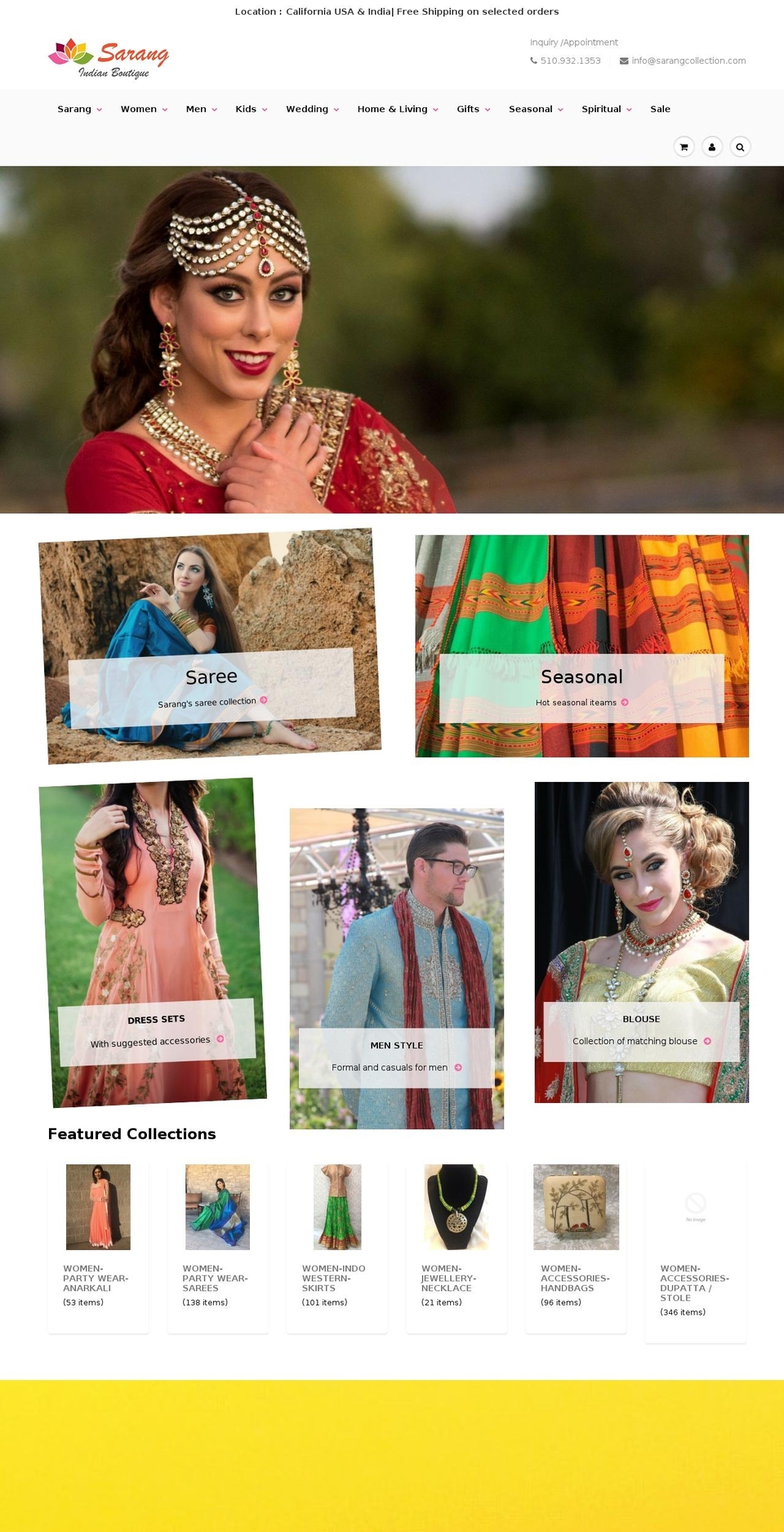 sarangcollection.com shopify website screenshot