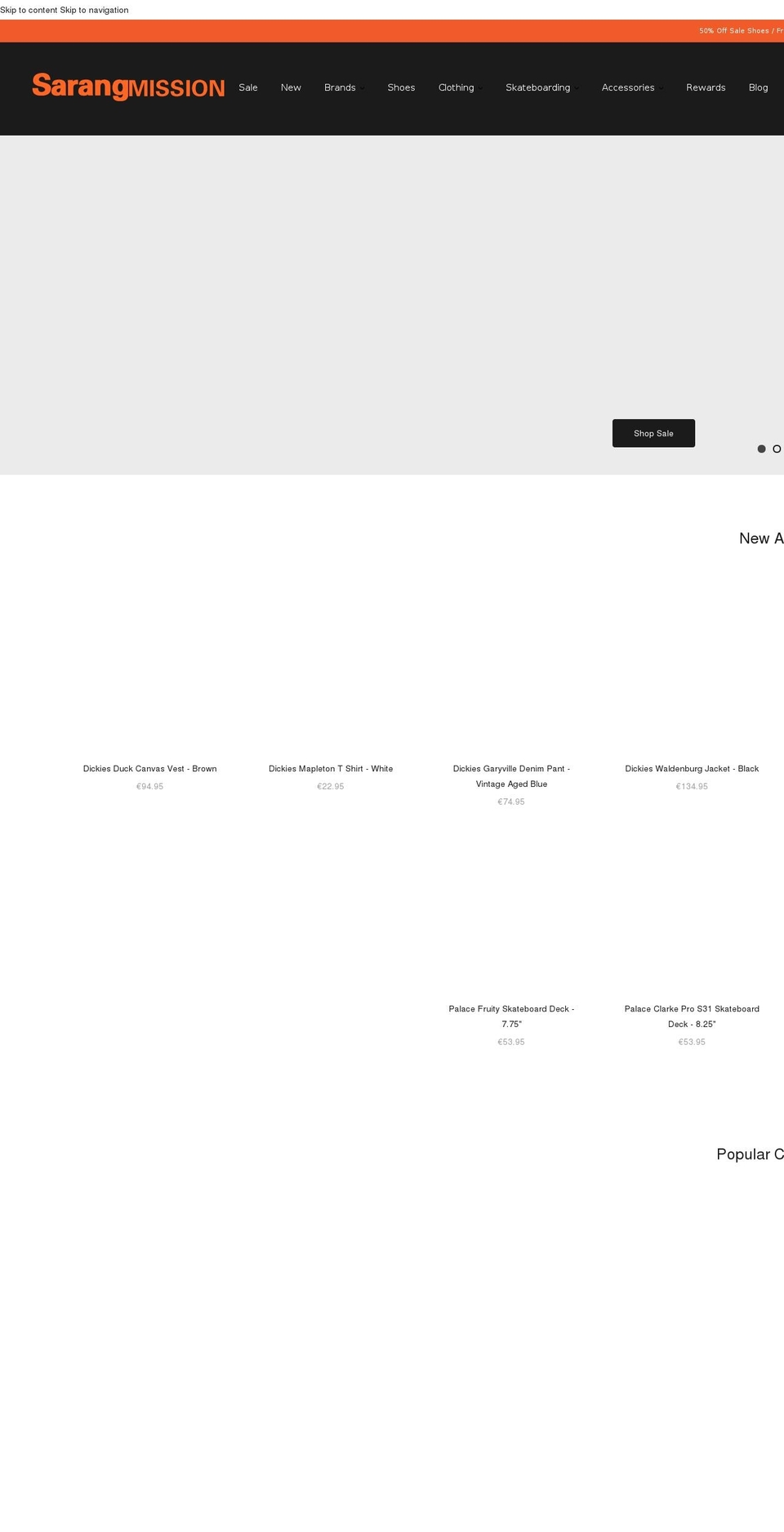 sarangmission.com shopify website screenshot