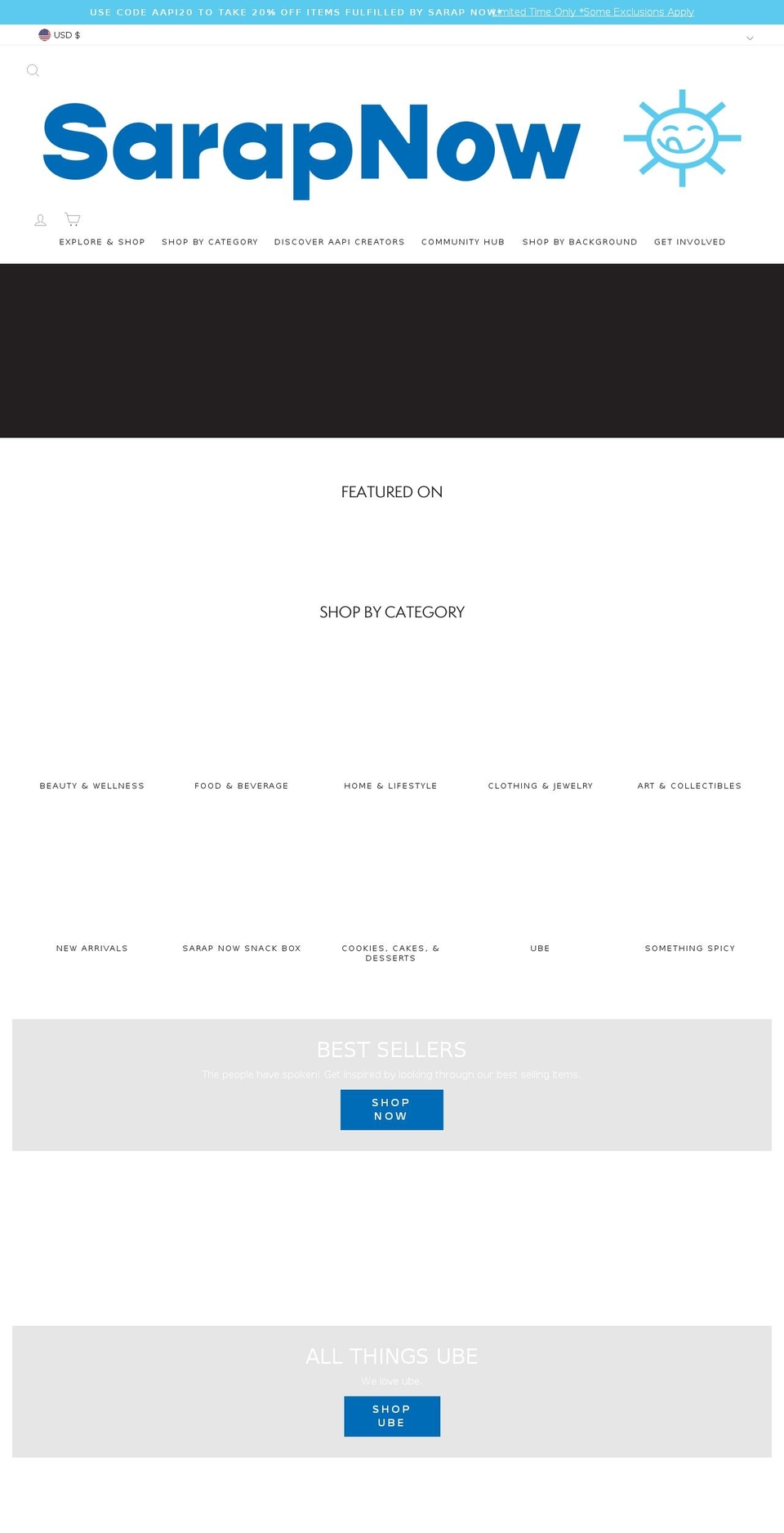 sarapnow.com shopify website screenshot
