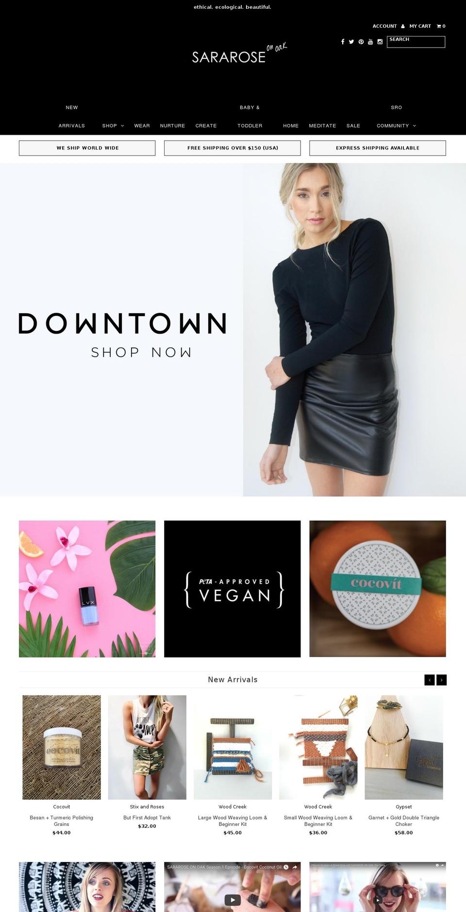 sararoseonoak.com shopify website screenshot