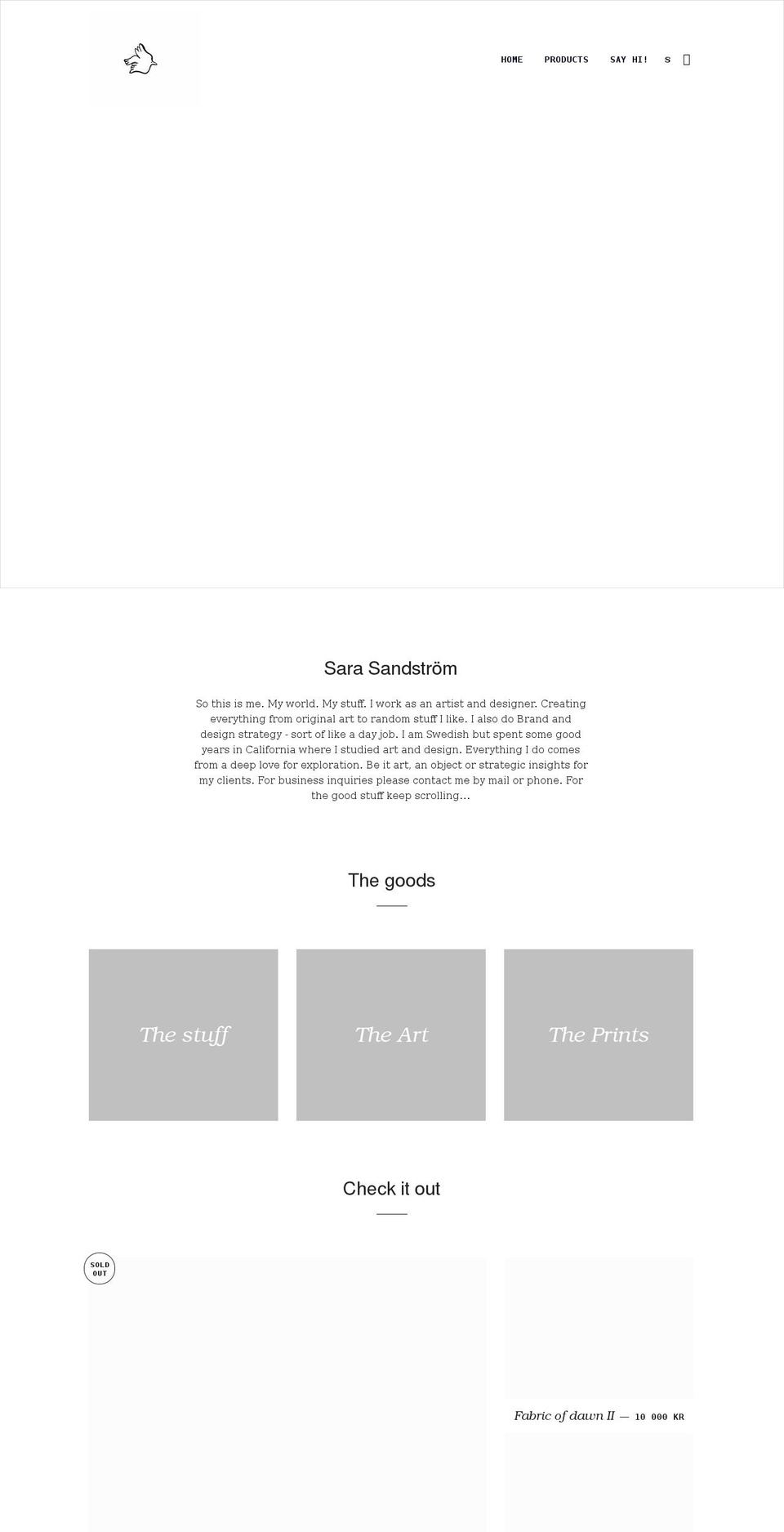 sarasandstrom.se shopify website screenshot