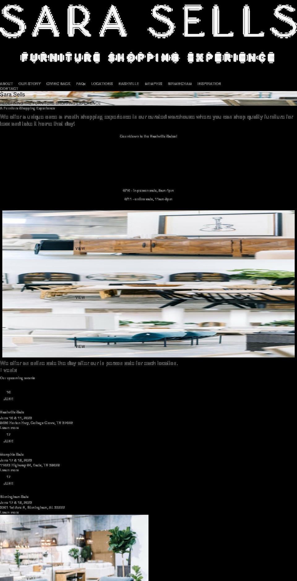 sarasells.com shopify website screenshot