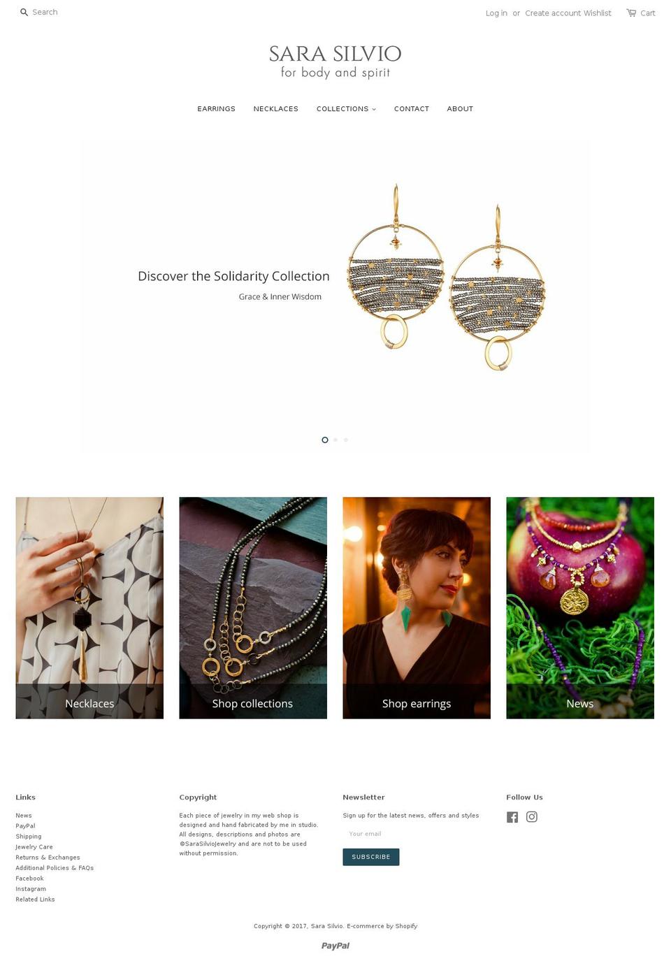 sarasilvio.com shopify website screenshot