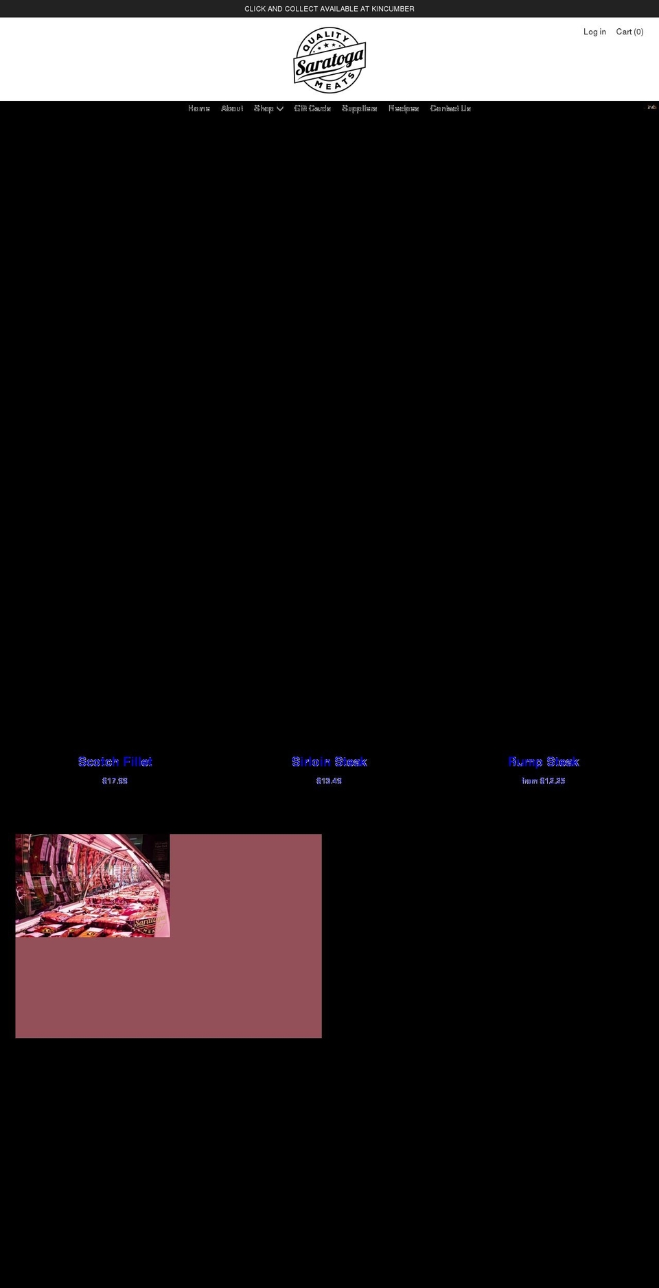saratogaqualitymeats.com shopify website screenshot