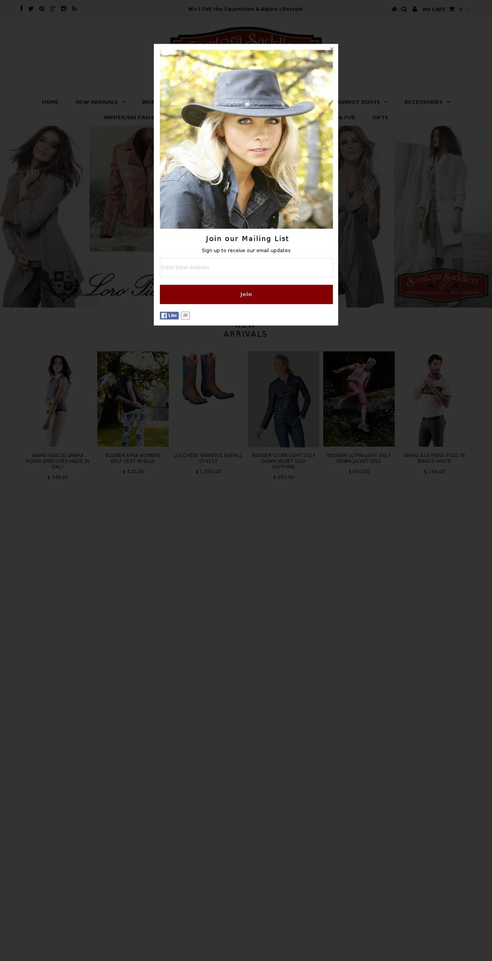 saratogasaddlery.com shopify website screenshot