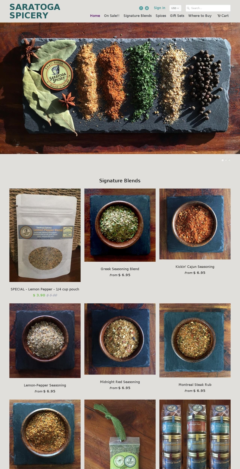 saratogaspicery.com shopify website screenshot