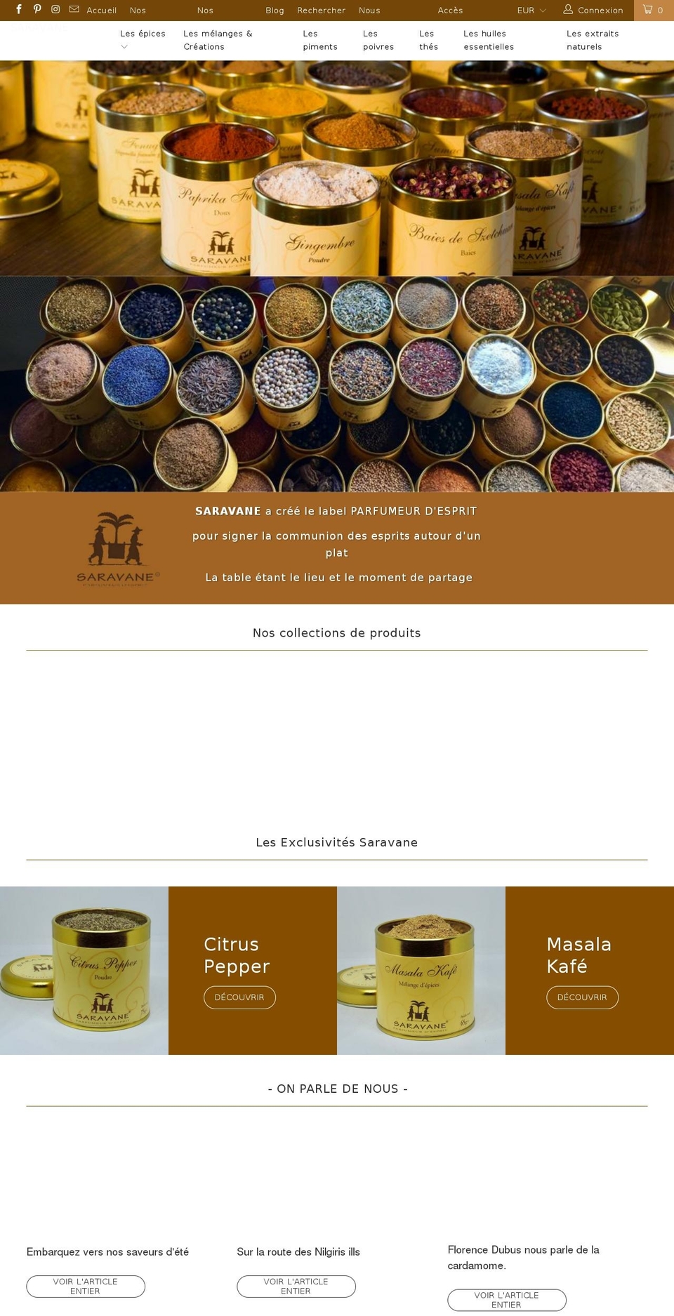 saravane.eu shopify website screenshot