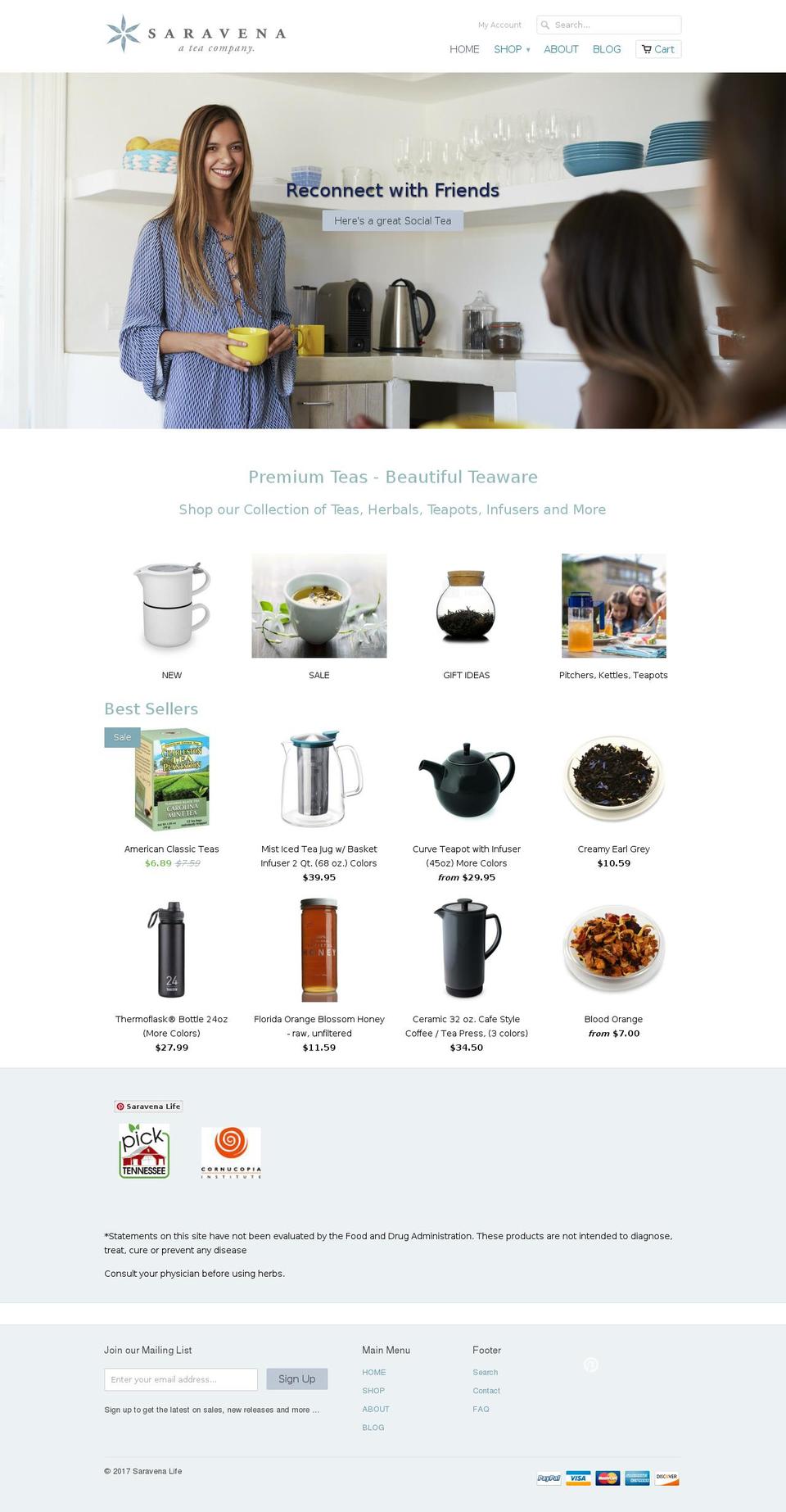 saravenalife.com shopify website screenshot
