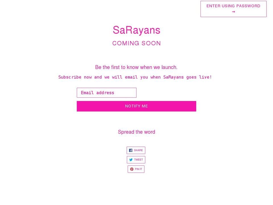 sarayans.com shopify website screenshot