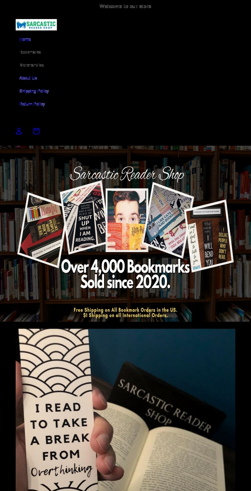 sarcasticreadershop.com shopify website screenshot