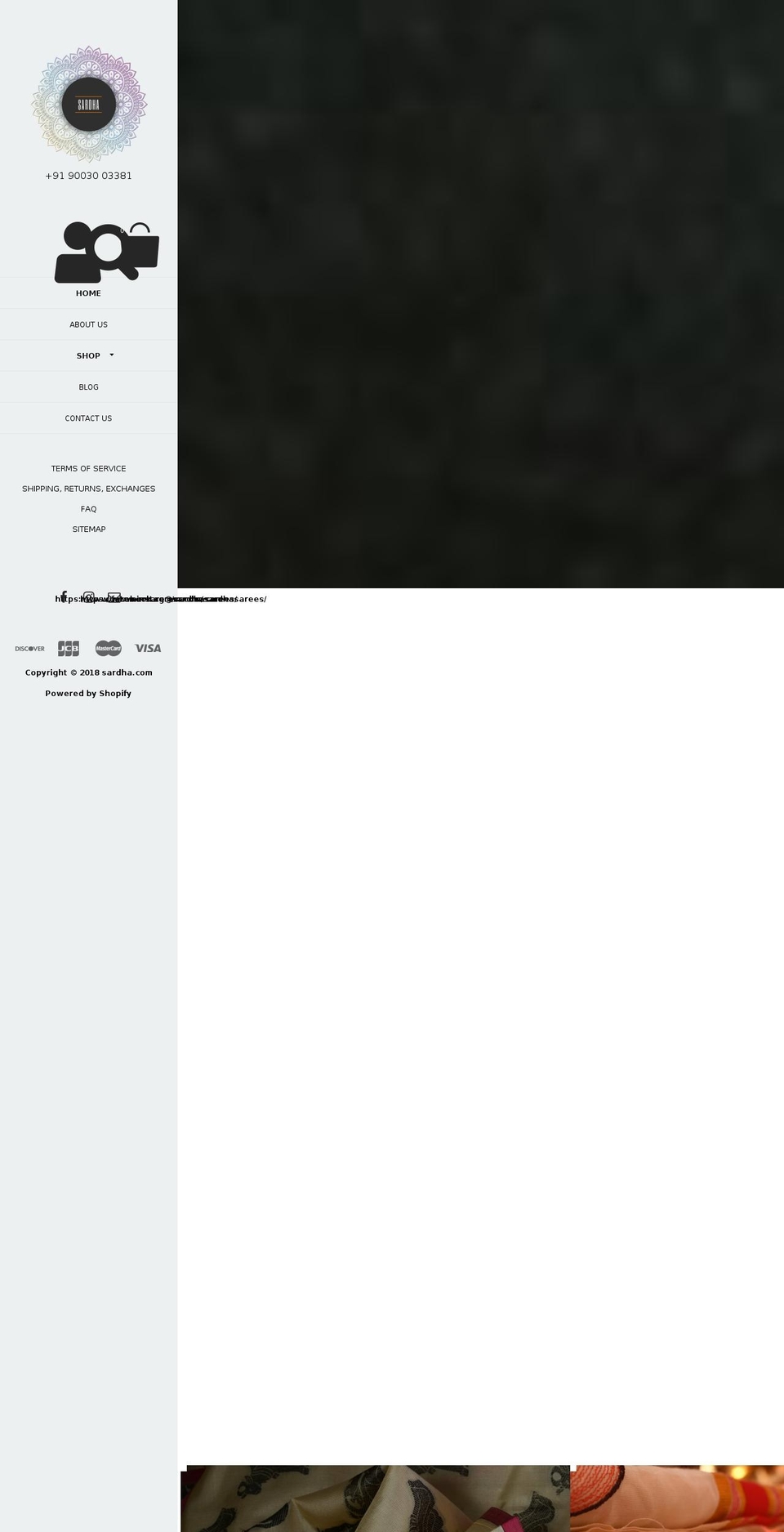 sardha.com — Shopify storefront screenshot