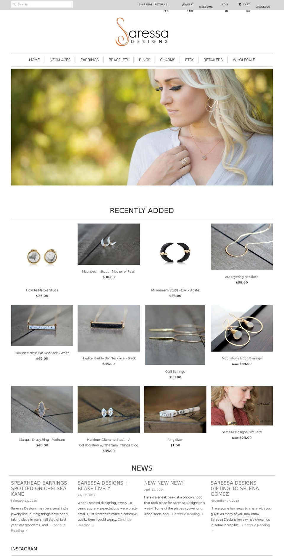 saressadesigns.com shopify website screenshot