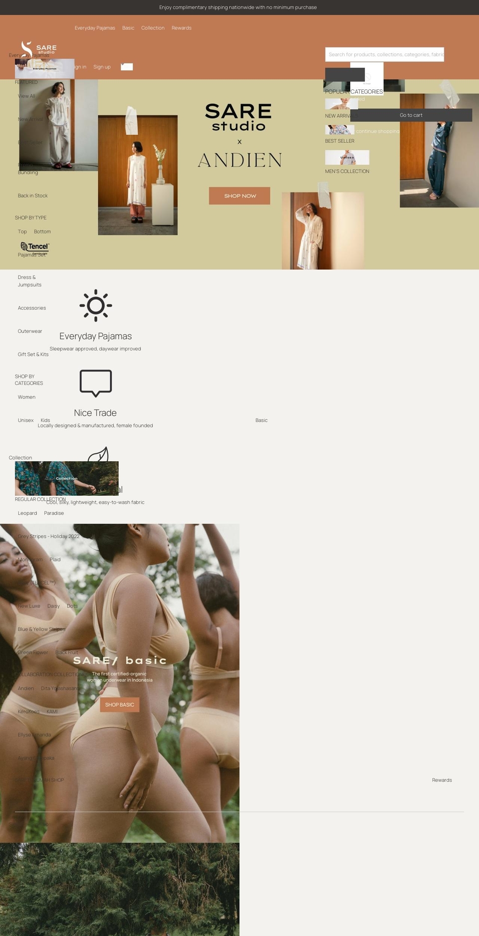 sarestudio.com shopify website screenshot