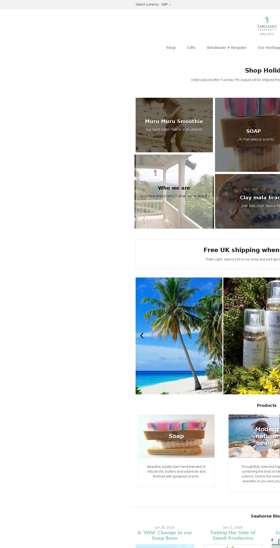 sargassotradingco.com — Shopify storefront screenshot