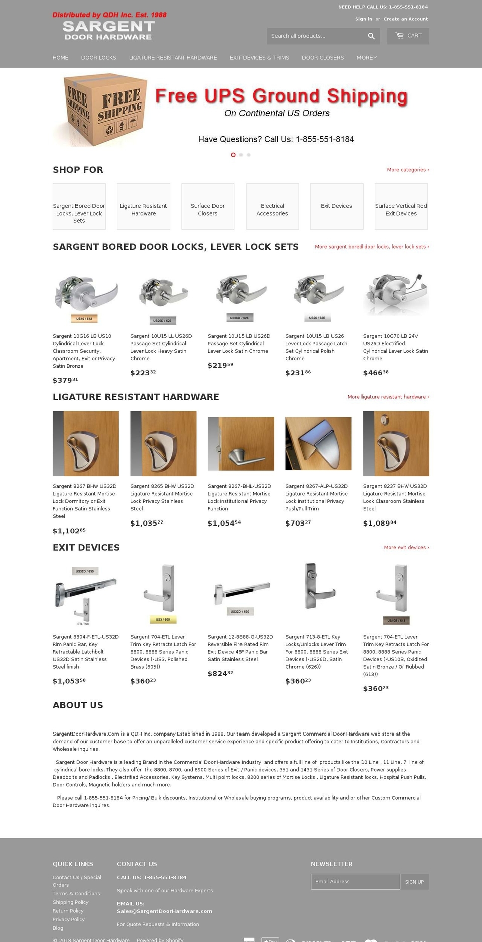 sargentdoorlocks.com shopify website screenshot