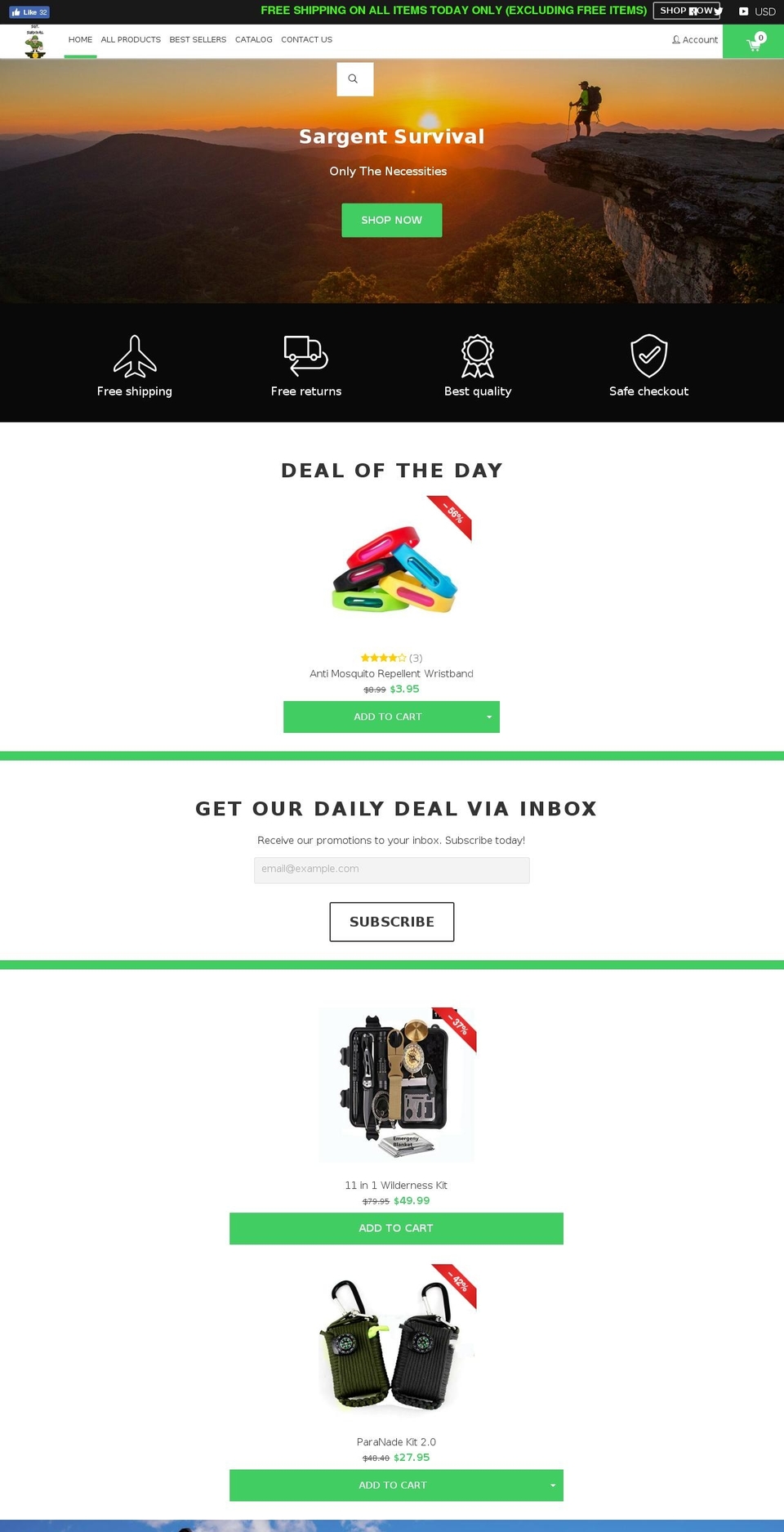 sargentsurvival.com — Shopify storefront screenshot