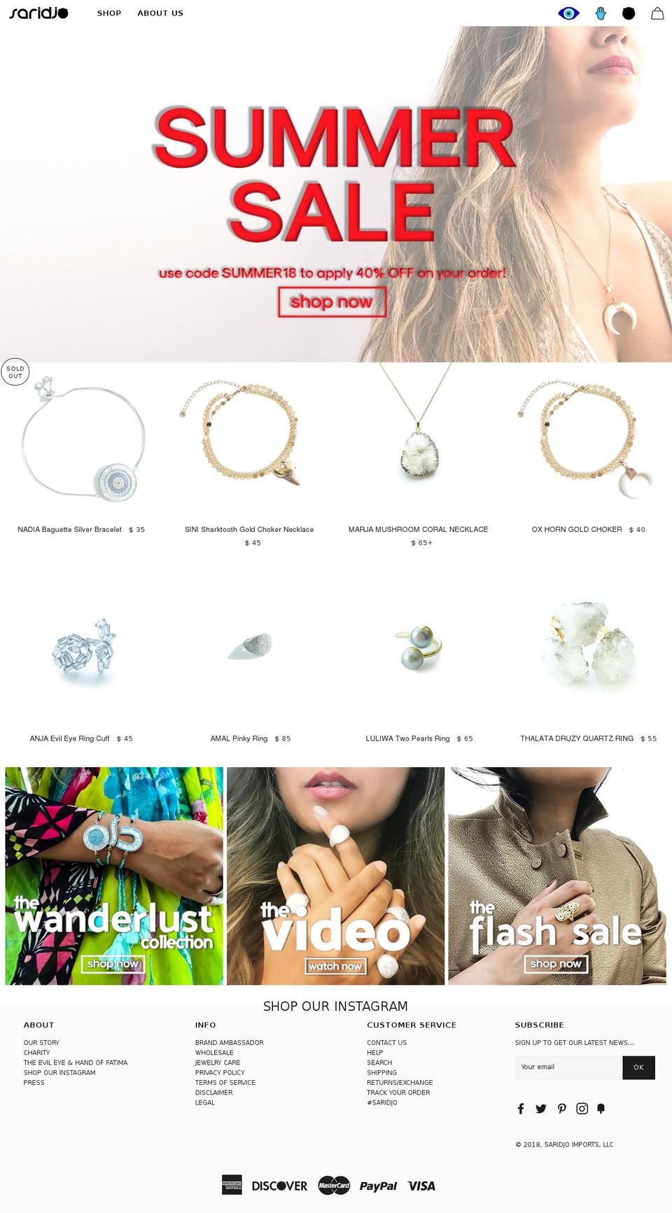 saridjo.com shopify website screenshot