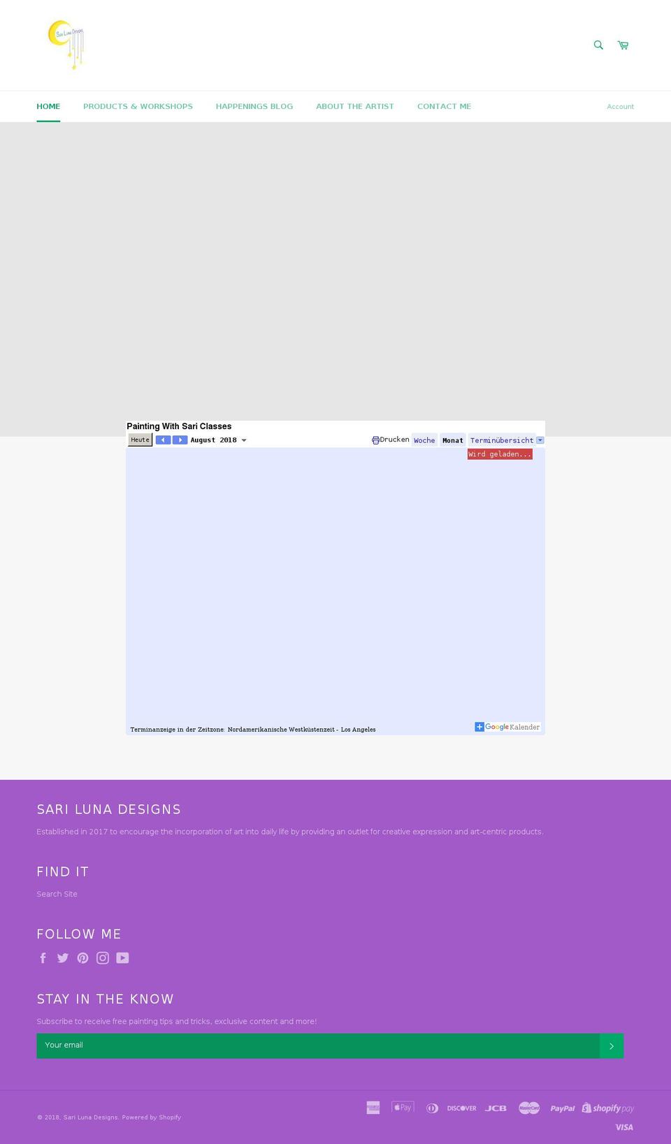sarilunadesigns.com — Shopify storefront screenshot