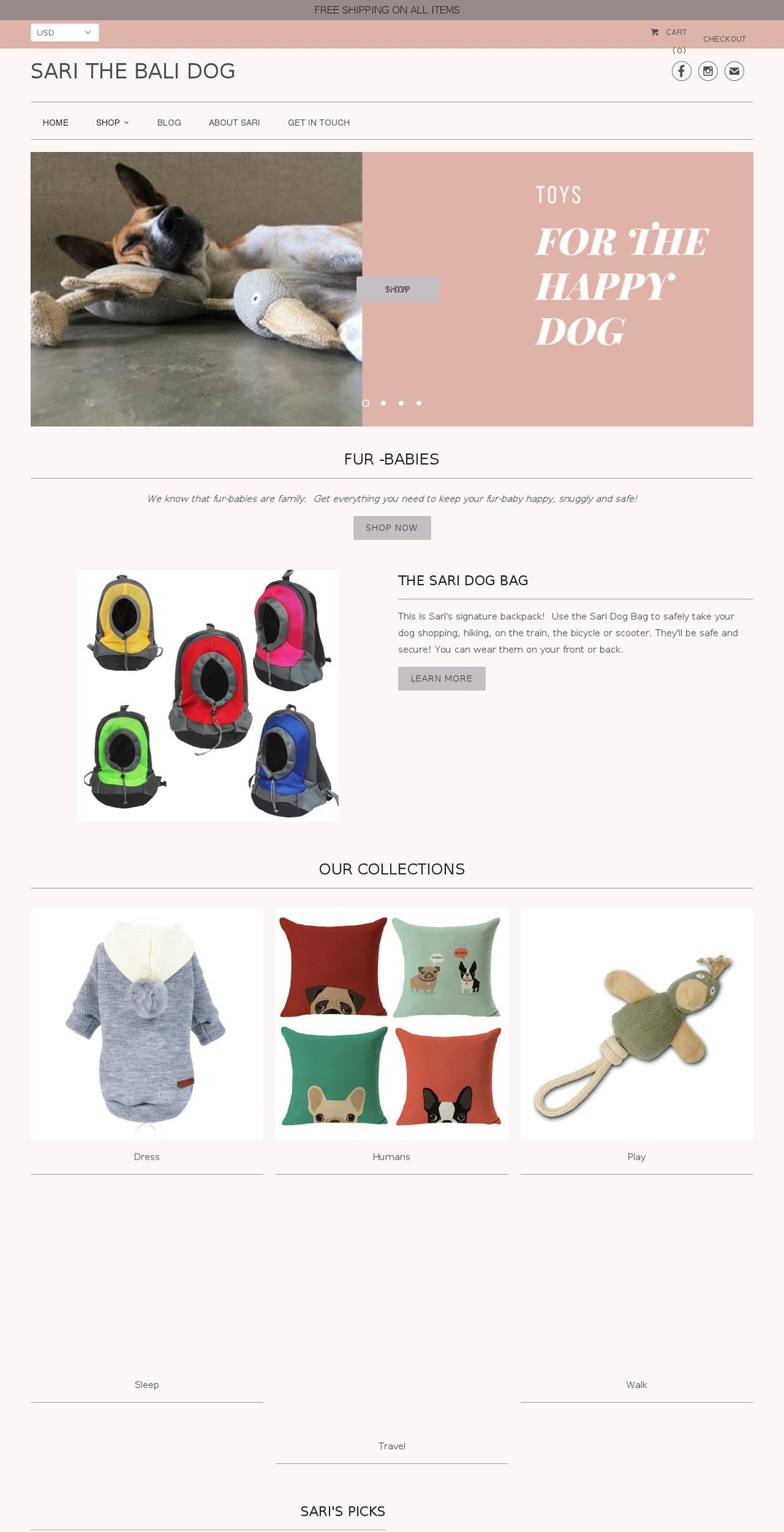 sarithebalidog.com — Shopify storefront screenshot