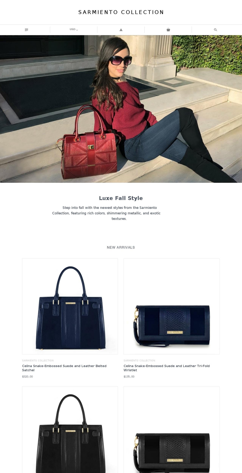 sarmientocollection.com shopify website screenshot