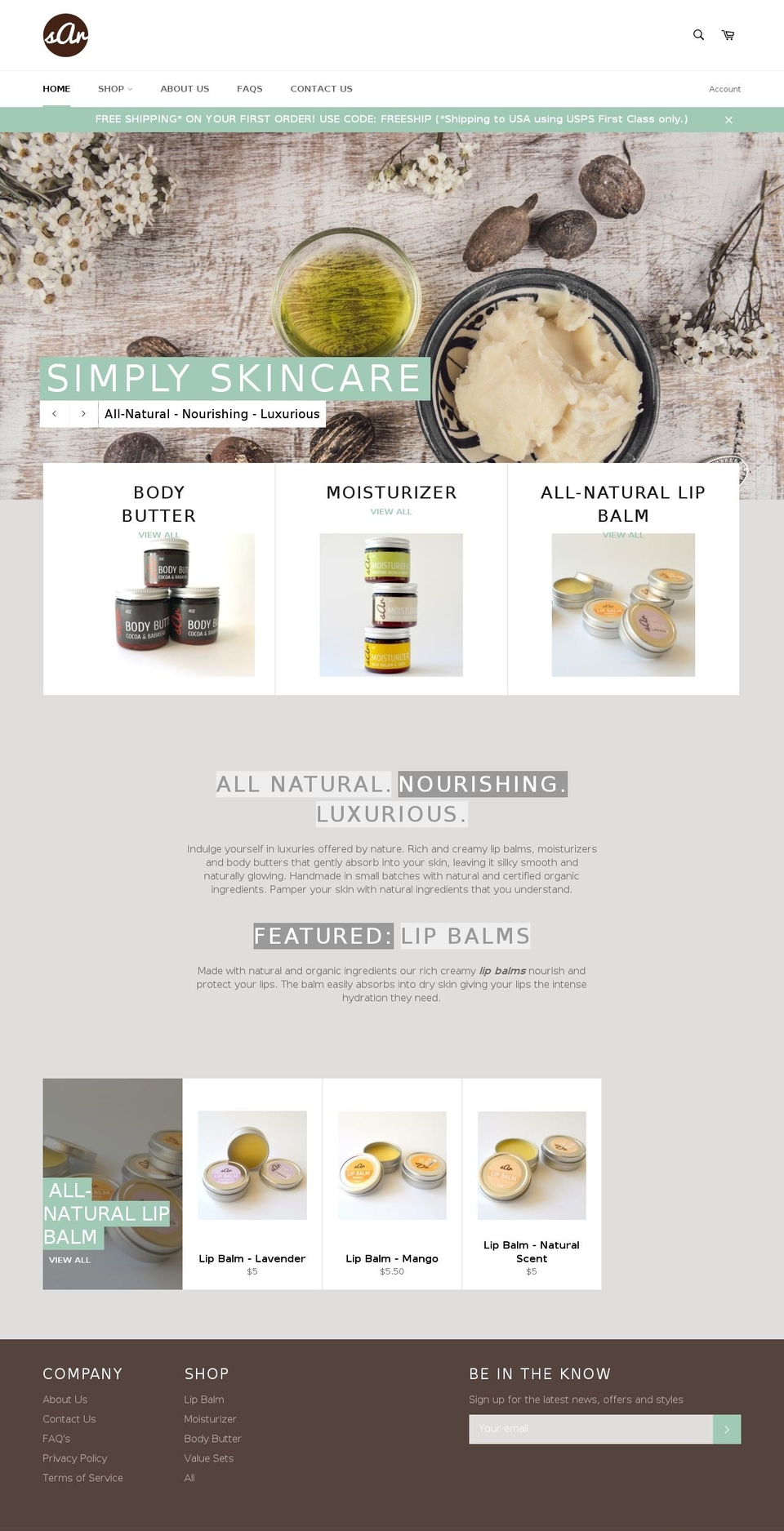 sarnaturals.com shopify website screenshot