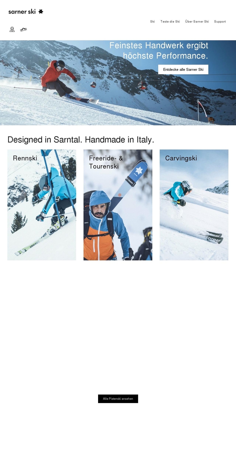 sarner.ski shopify website screenshot