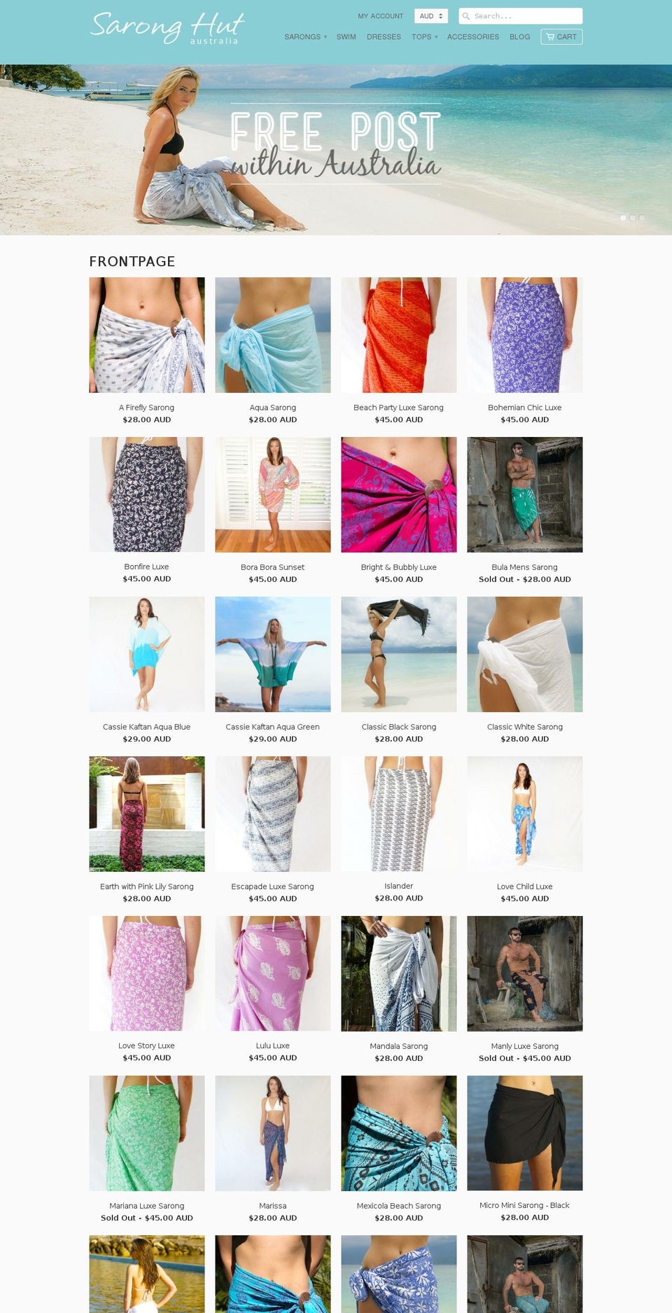 saronghut.com.au shopify website screenshot