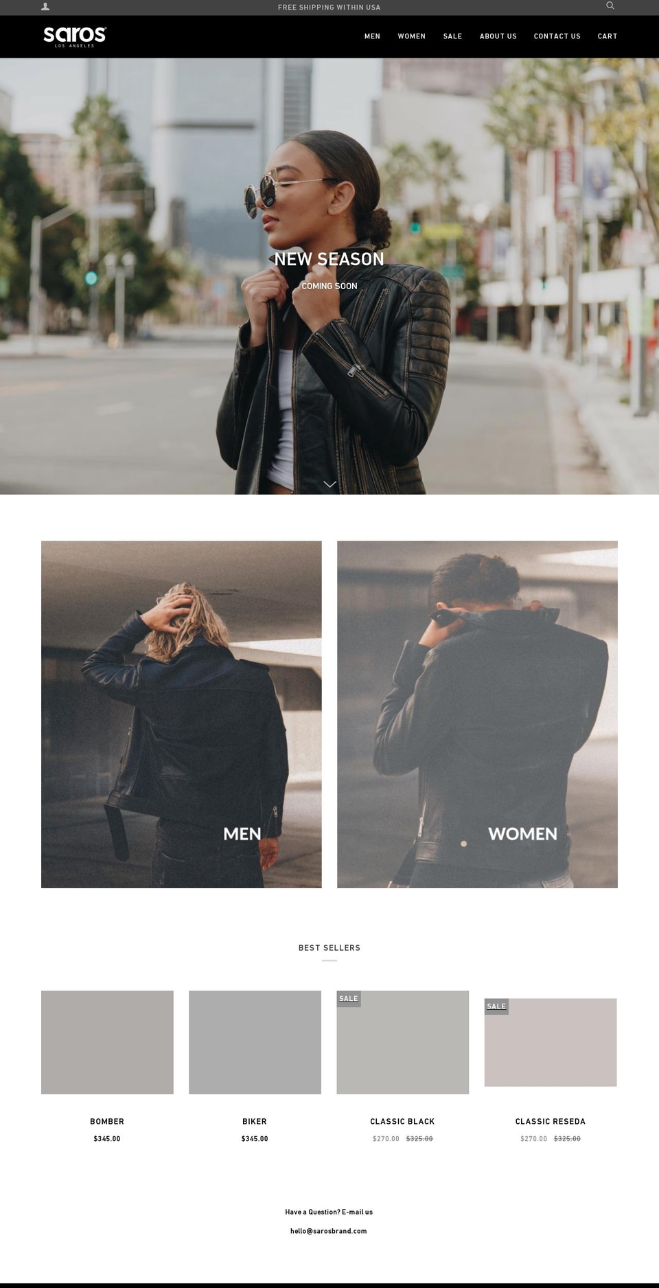 sarosbrand.com — Shopify storefront screenshot