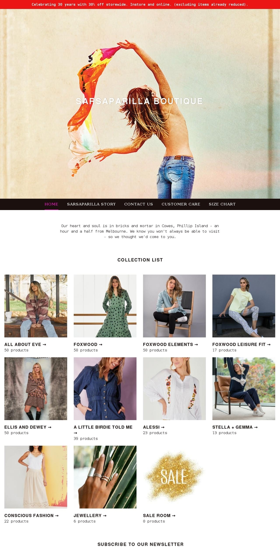 sarsaparilla.store shopify website screenshot