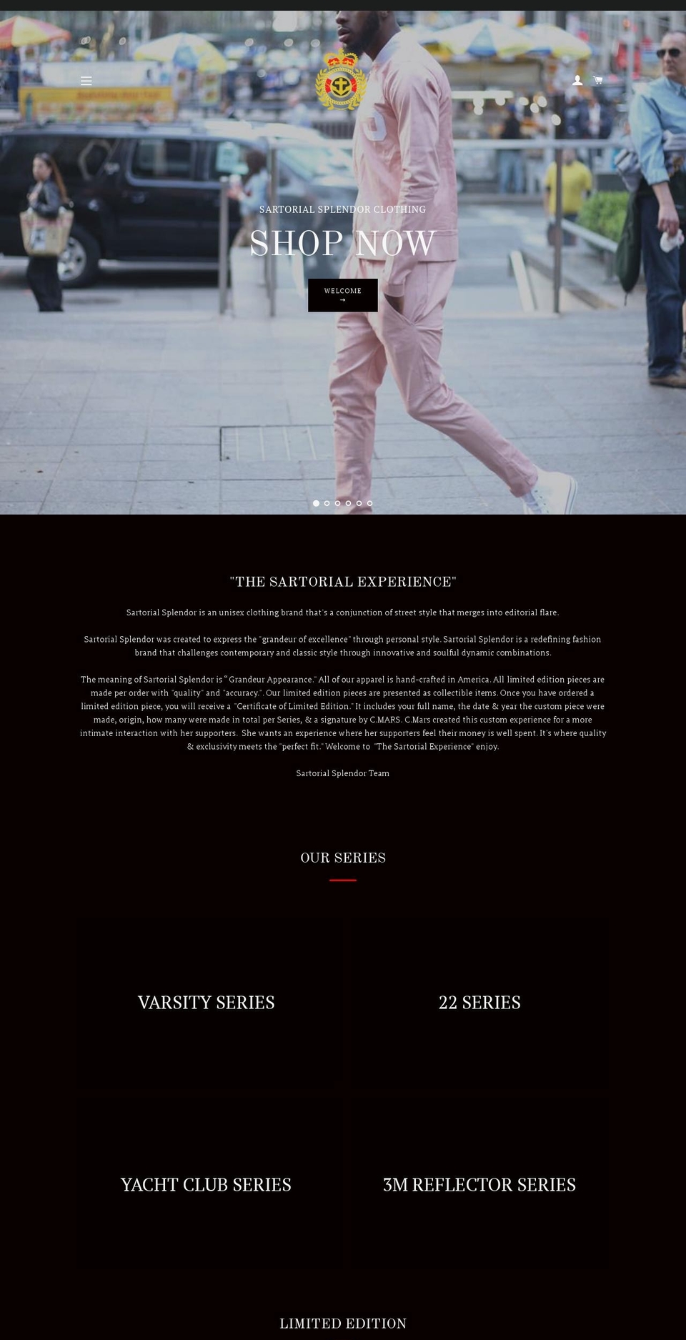 sartorialsplendorclothing.com shopify website screenshot