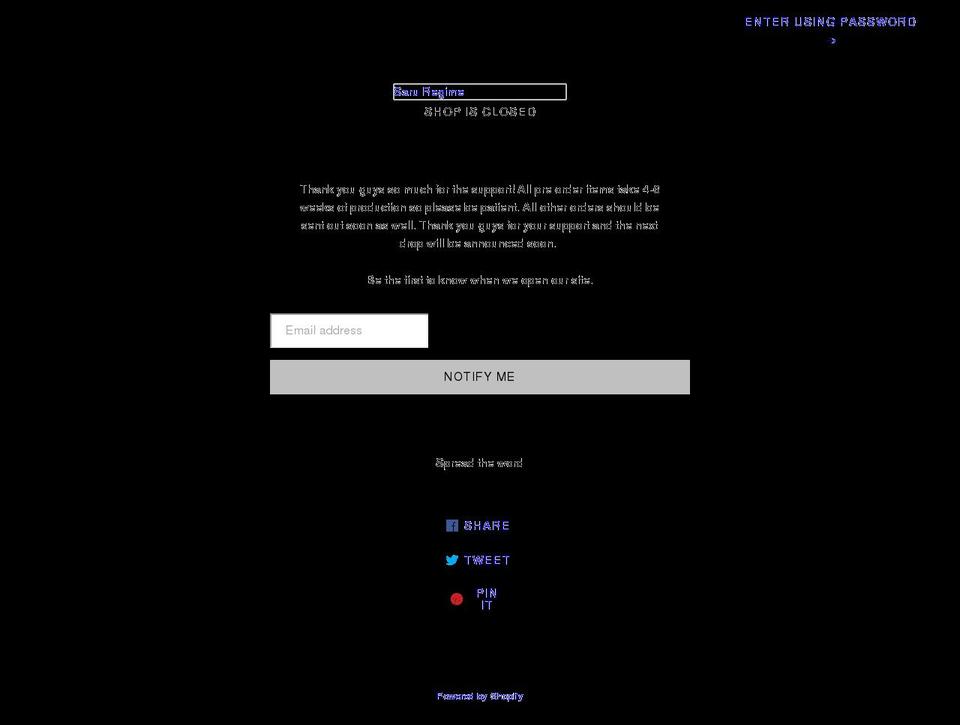 saruregime.com shopify website screenshot