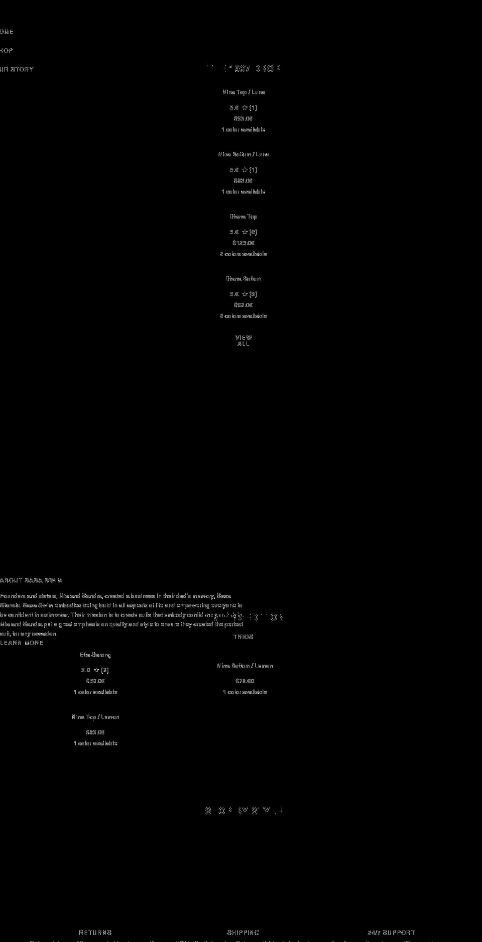 sasaswim.com shopify website screenshot