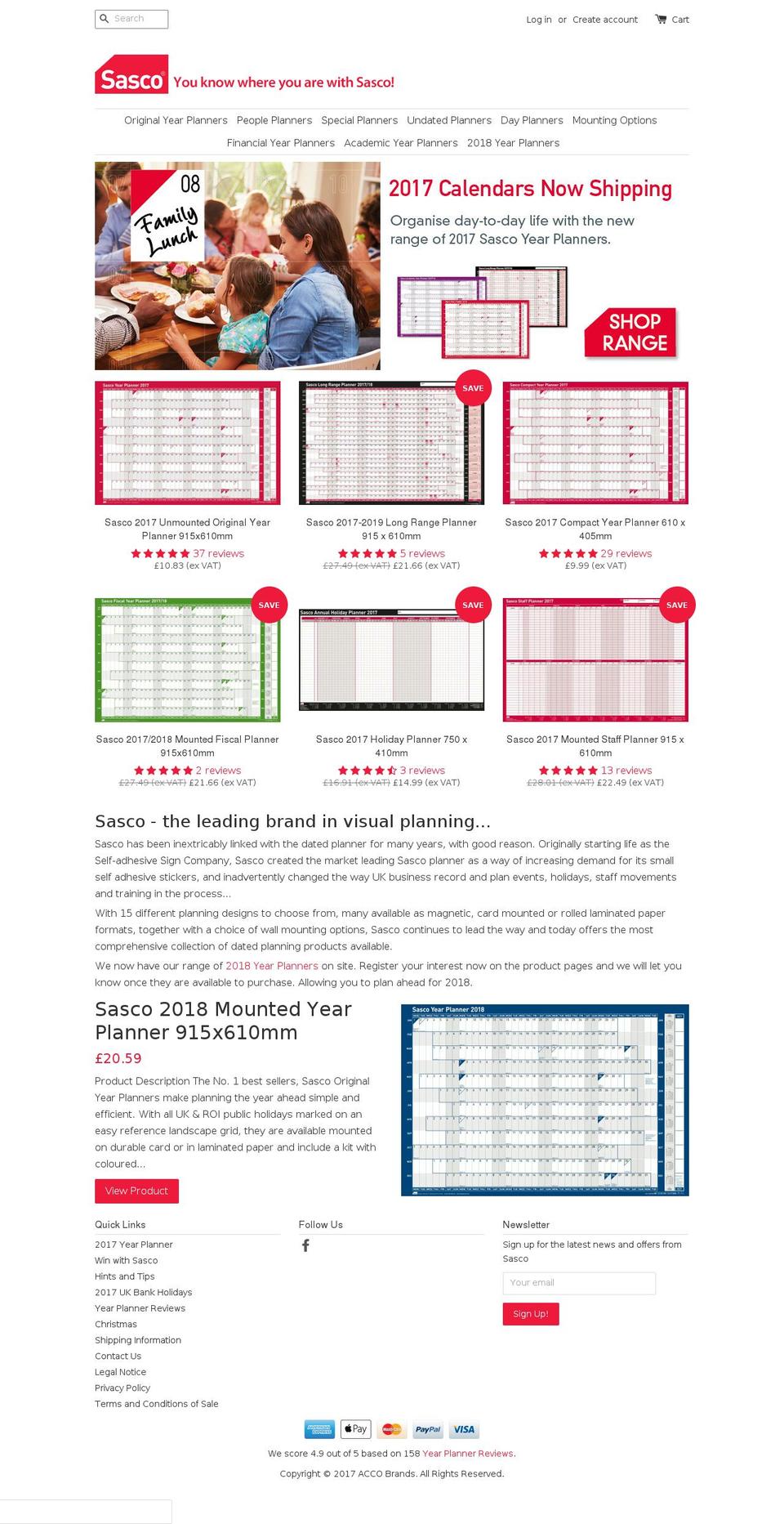 sascoplanners.com shopify website screenshot
