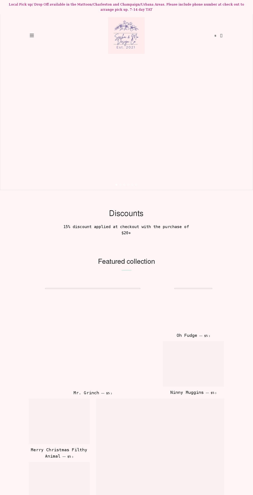 sashamodesignco.com shopify website screenshot