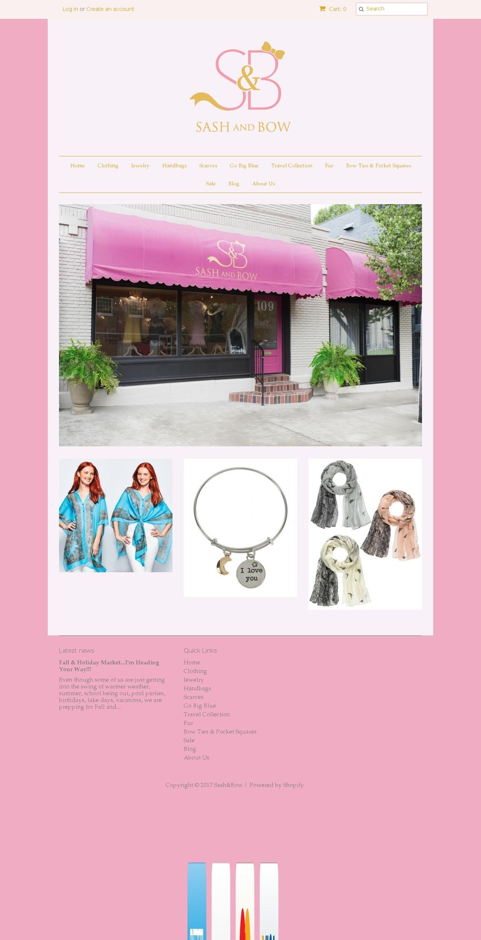 sashandbowboutique.com shopify website screenshot
