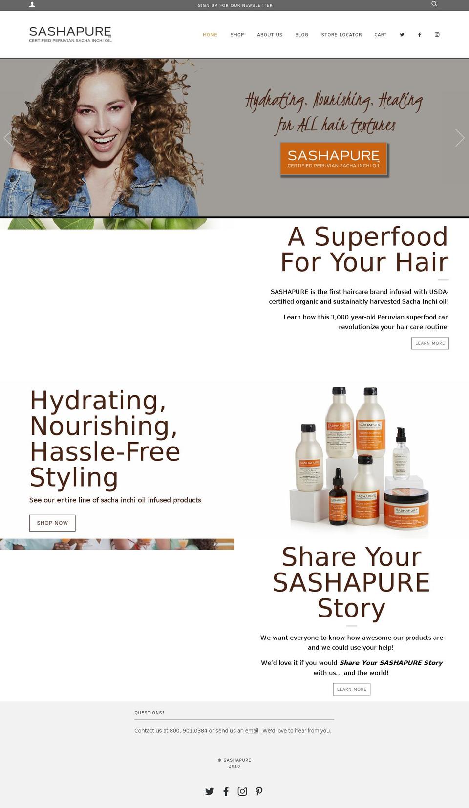 sashapurebeauty.com — Shopify storefront screenshot