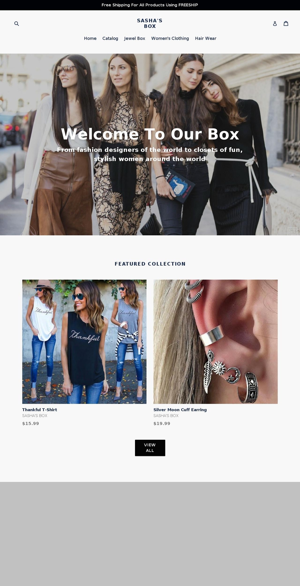 sashasbox.com — Shopify storefront screenshot