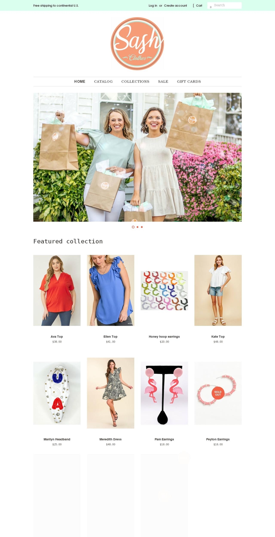 sashclothes.com shopify website screenshot