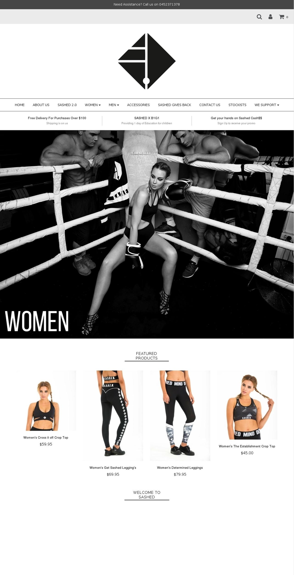 sashed.com.au shopify website screenshot