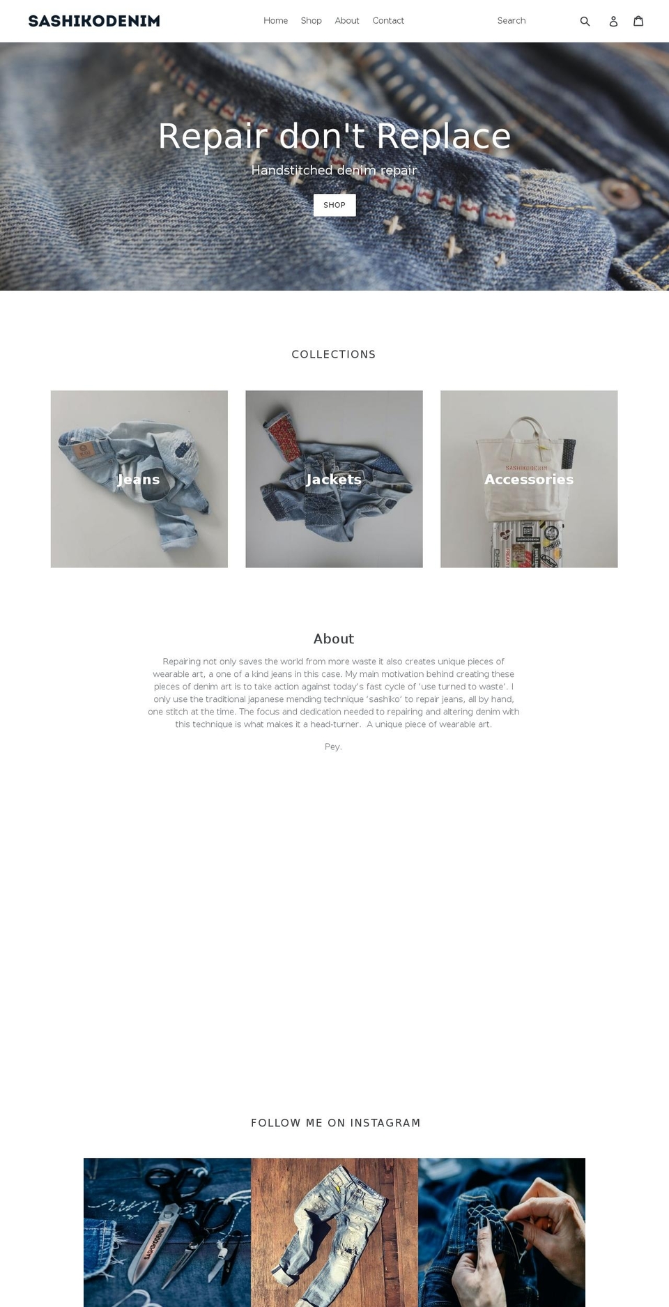 sashikodenim.com shopify website screenshot