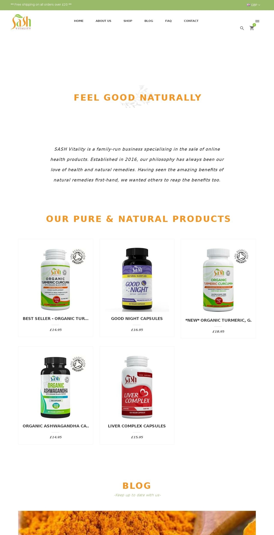 sashvitality.com shopify website screenshot