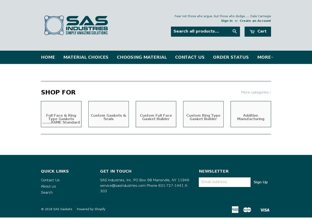 Collections Redesign... New Logo; 5-4-18 Shopify theme site example sasindustries-store.com